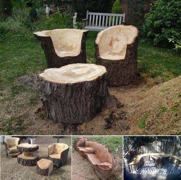 Come arredare un giardino con i tronchi di legno